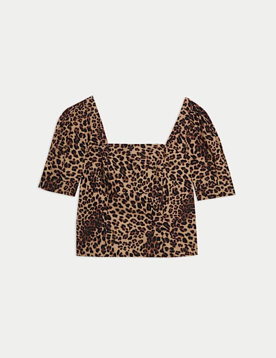 Pure Cotton Animal Print Slim Fit Top