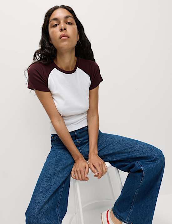 Pure Cotton Raglan Sleeve T-Shirt