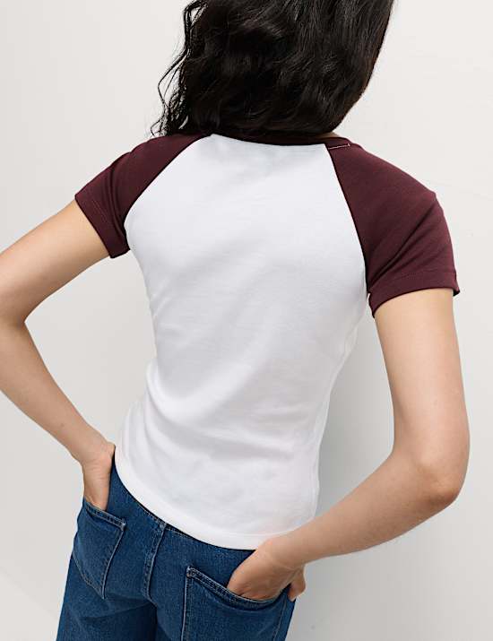 Pure Cotton Raglan Sleeve T-Shirt