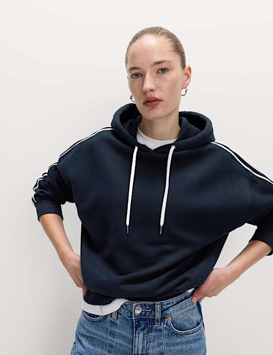 Pure Cotton Side Stripe Hoodie