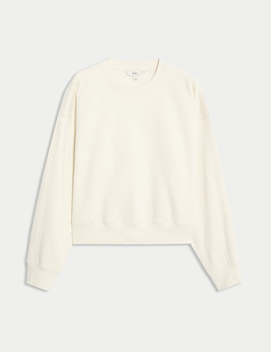 Pure Cotton Garment Dye Cropped Sweatshirt