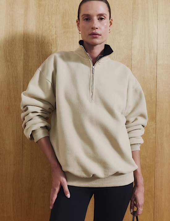 Cotton Rich Graphic Half Zip Sweatshirt
