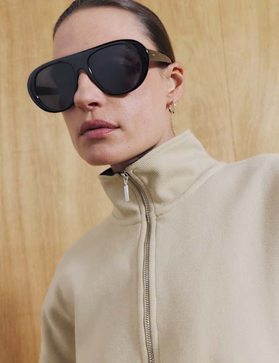 Cotton Rich Graphic Half Zip Sweatshirt