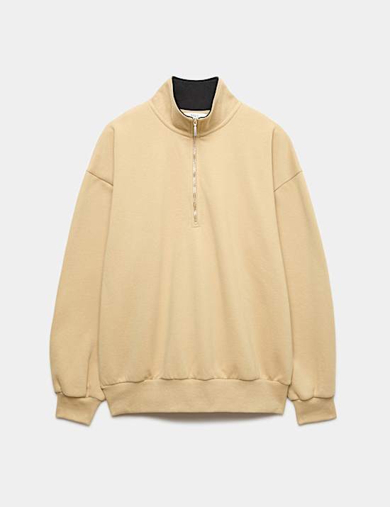 Cotton Rich Graphic Half Zip Sweatshirt