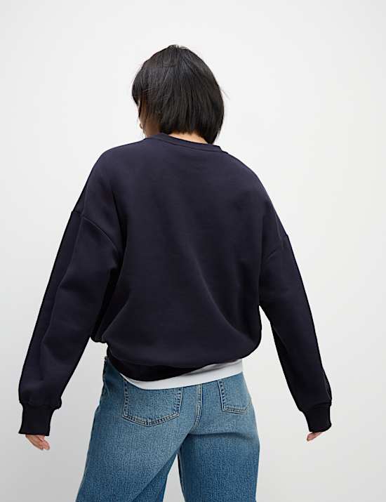 Cotton Rich Slogan Crew Neck Sweat-shirt