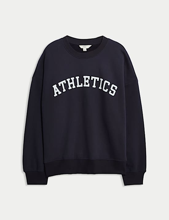 Cotton Rich Slogan Crew Neck Sweatshirt