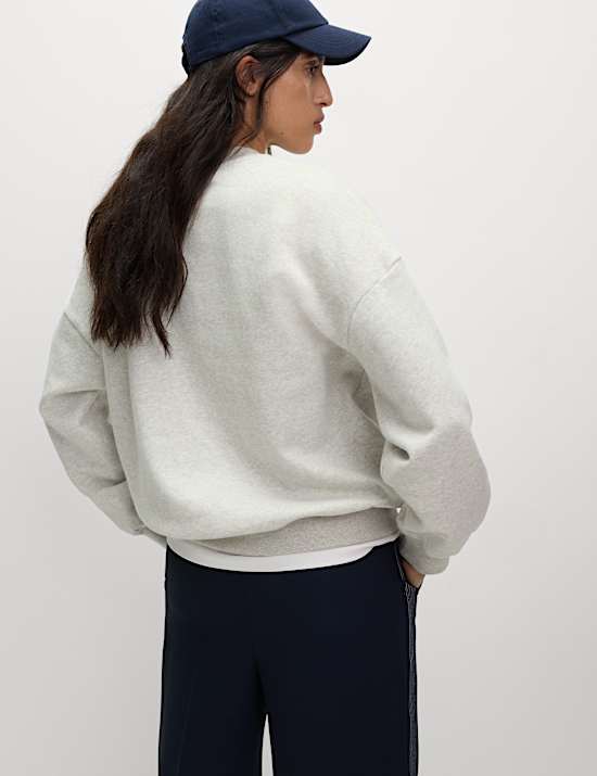 Katoenrijk sweatshirt met ronde hals en opschrift