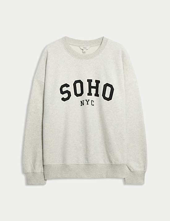 Katoenrijk sweatshirt met ronde hals en opschrift