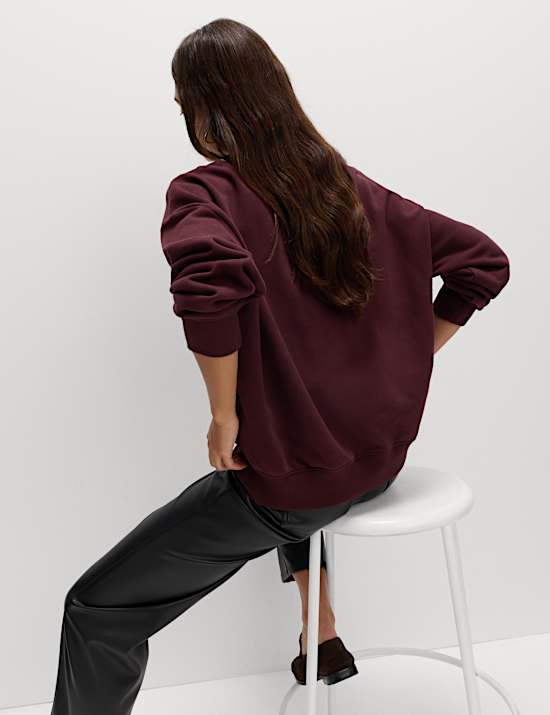 Sweatshirt mit hohem Baumwollanteil, Rundhalsausschnitt und Lettering