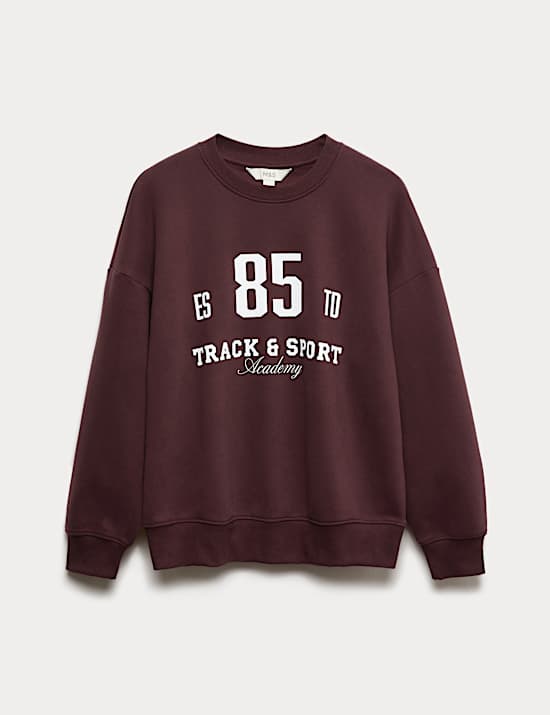 Sweatshirt mit hohem Baumwollanteil, Rundhalsausschnitt und Lettering
