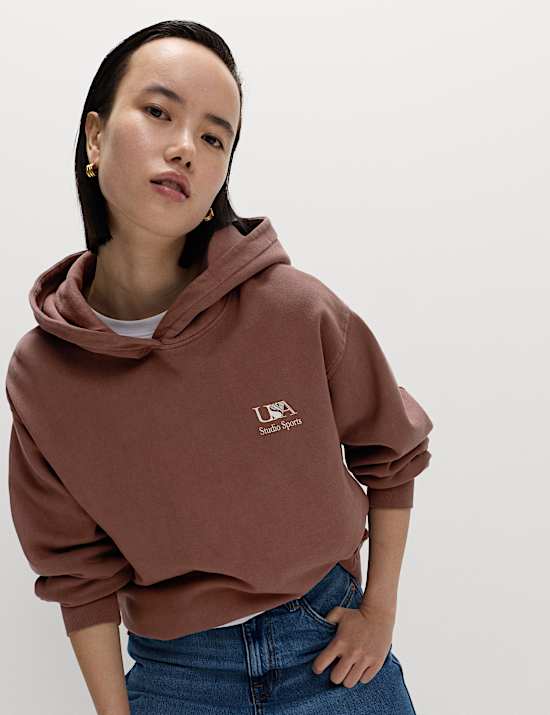 Sweat 100 % coton à capuche et motif graphique