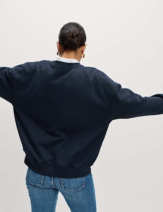 Cotton Rich Crew Neck Relaxed Sweatshirt