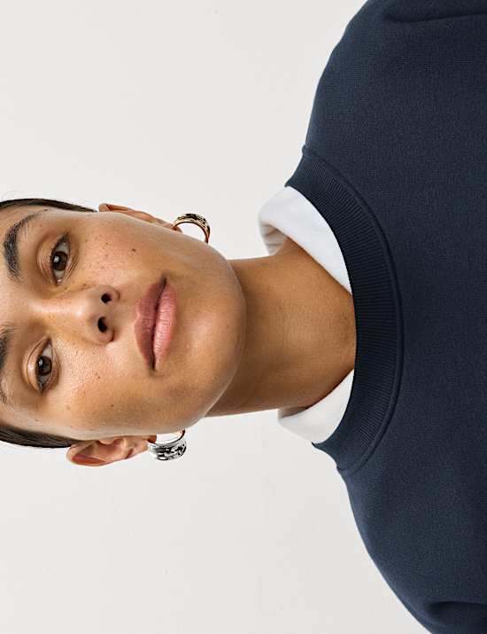 Cotton Rich Crew Neck Relaxed Sweatshirt