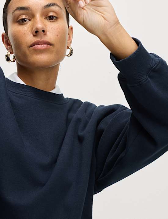 Cotton Rich Crew Neck Relaxed Sweatshirt