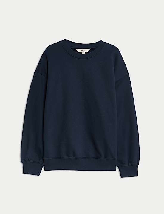 Cotton Rich Crew Neck Relaxed Sweatshirt