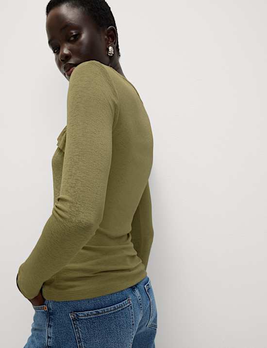 Jersey Asymmetric Ruffle Neck Top