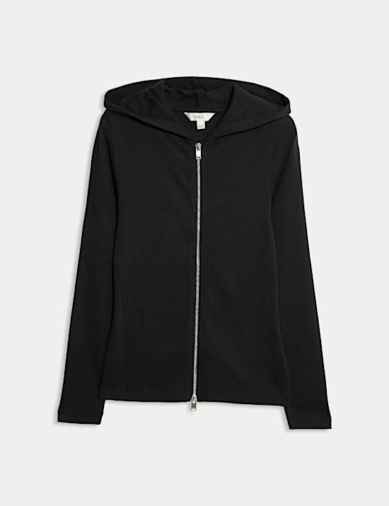 Cotton Rich Slim Fit Ribbed Hoodie