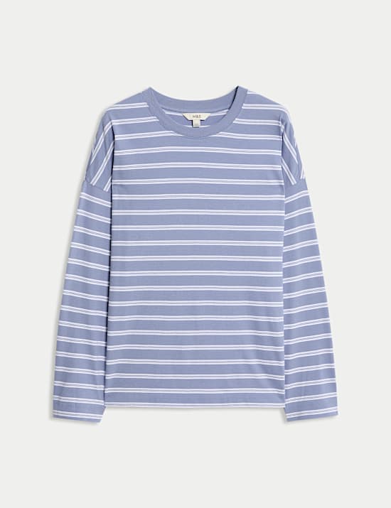 Pure Cotton Striped Crew Neck T-Shirt