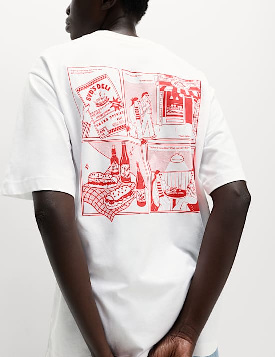 Zuiver katoenen, oversized T-shirt met tekst