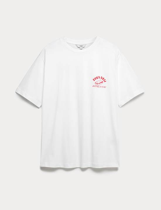 Zuiver katoenen, oversized T-shirt met tekst