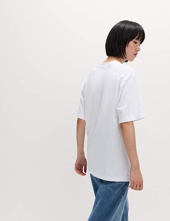Pure Cotton Slogan Oversized T-Shirt