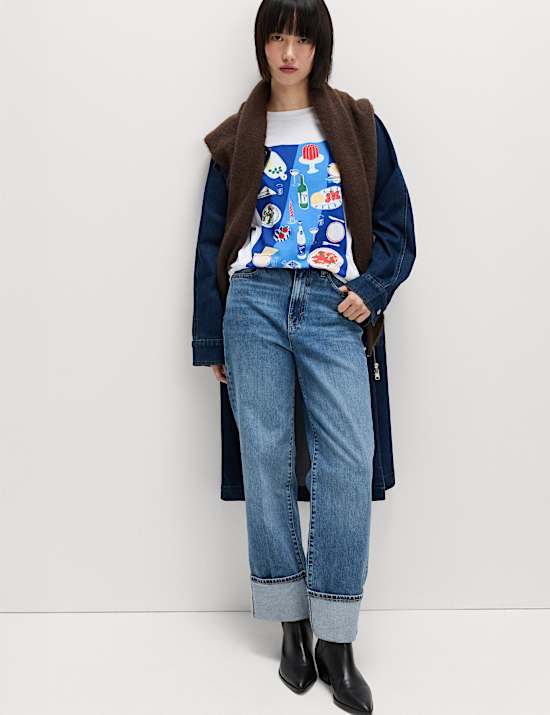 Pure Cotton Slogan Oversized T-Shirt