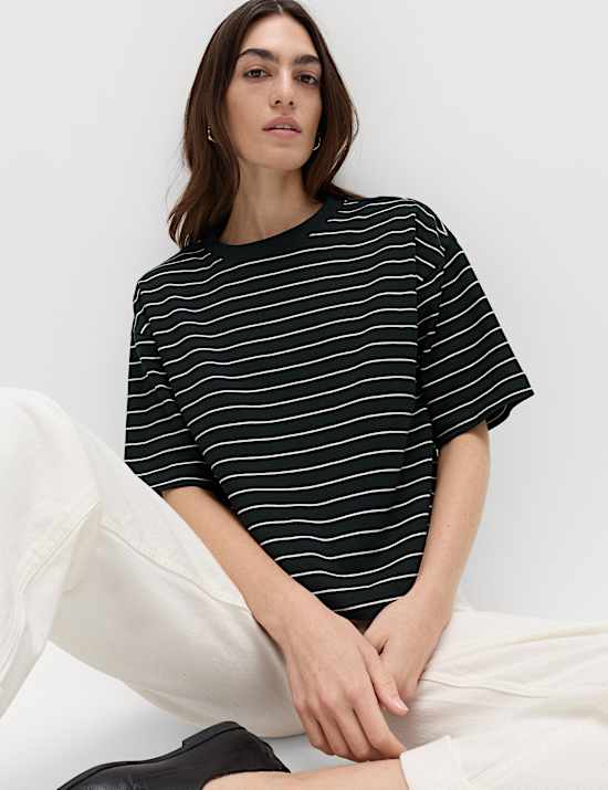 חולצה בגזרה מרובעת מכותנה טהורה עבה