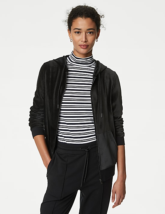 Velour Zip Up Hoodie