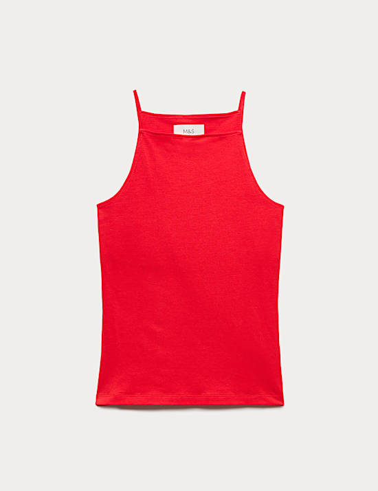 Cotton Rich Square Neck Spaghetti Strap Vest