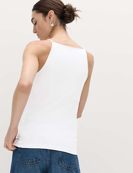 Podkoszulek na cienkich ramiączkach z kwadratowym dekoltem i przewagą bawełny