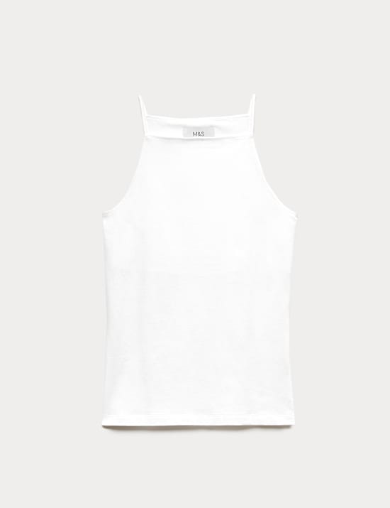 Podkoszulek na cienkich ramiączkach z kwadratowym dekoltem i przewagą bawełny