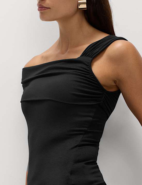 Jersey Asymmetric Neck Top