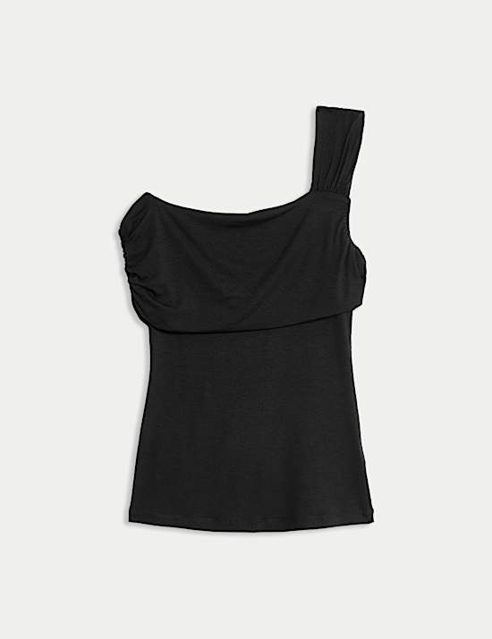 Jersey Asymmetric Neck Top