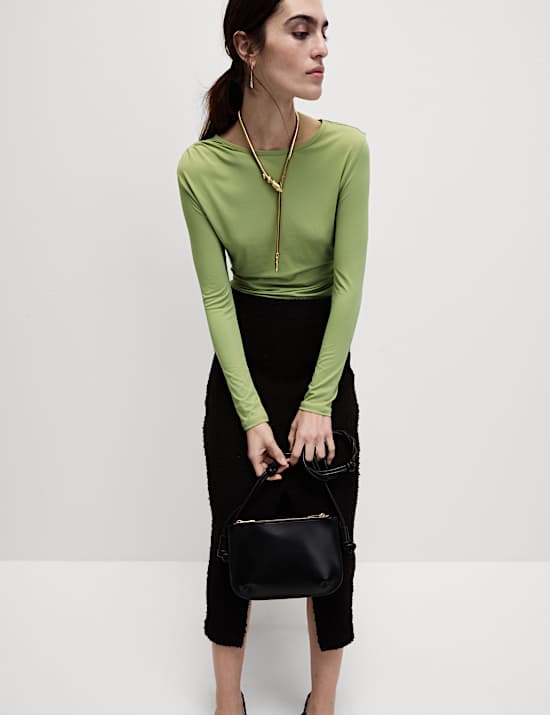 Jersey Shirred Detail Top