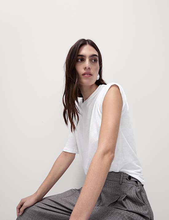 Ruimvallend T-shirt van katoen en modal