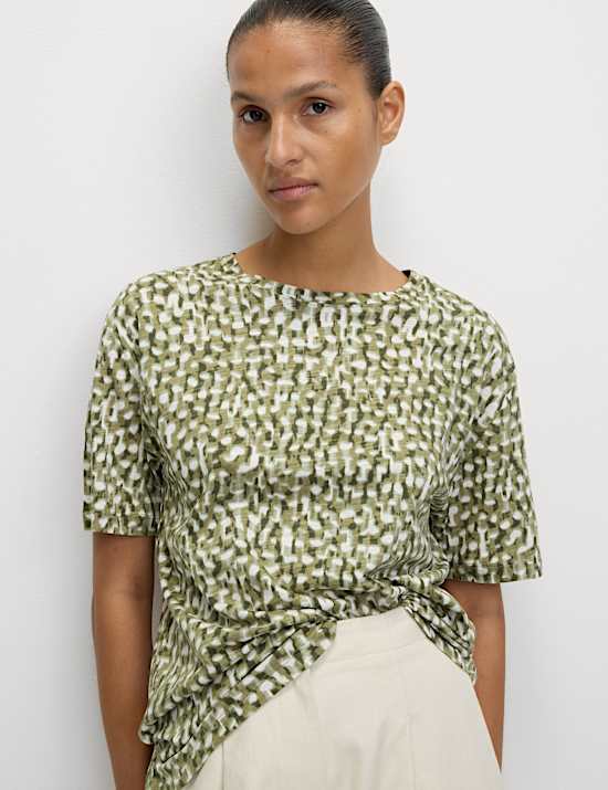 Kaus Oblong Bermotif Campuran Katun Kain Modal