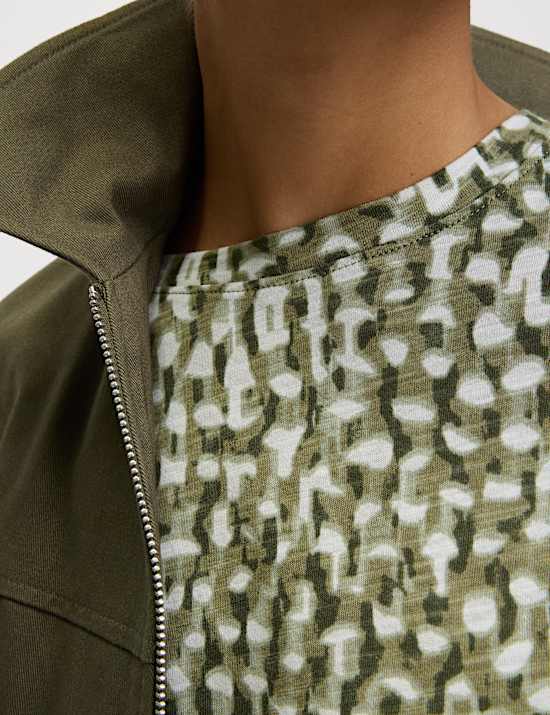 Kaus Oblong Bermotif Campuran Katun Kain Modal