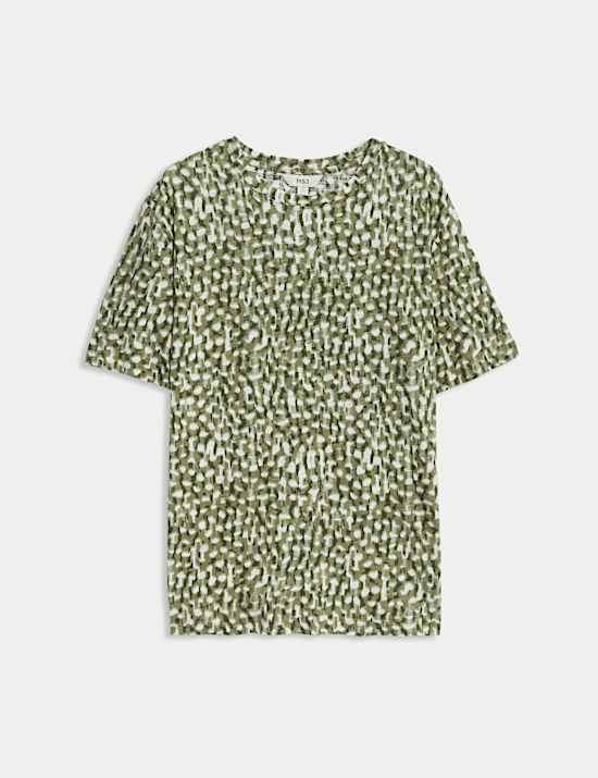 Kaus Oblong Bermotif Campuran Katun Kain Modal