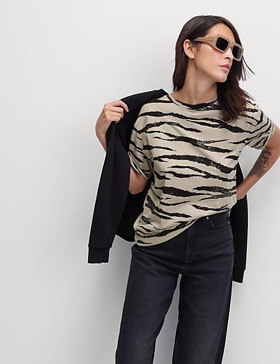 Camiseta con modal de algod&oacute;n estampada