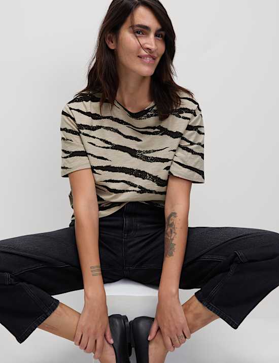 Camiseta con modal de algod&oacute;n estampada