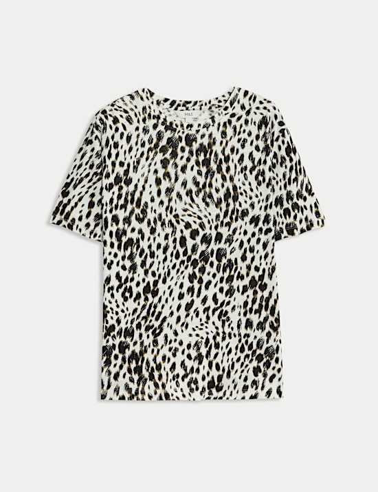 T-shirt en coton et modal mélangés avec imprimé