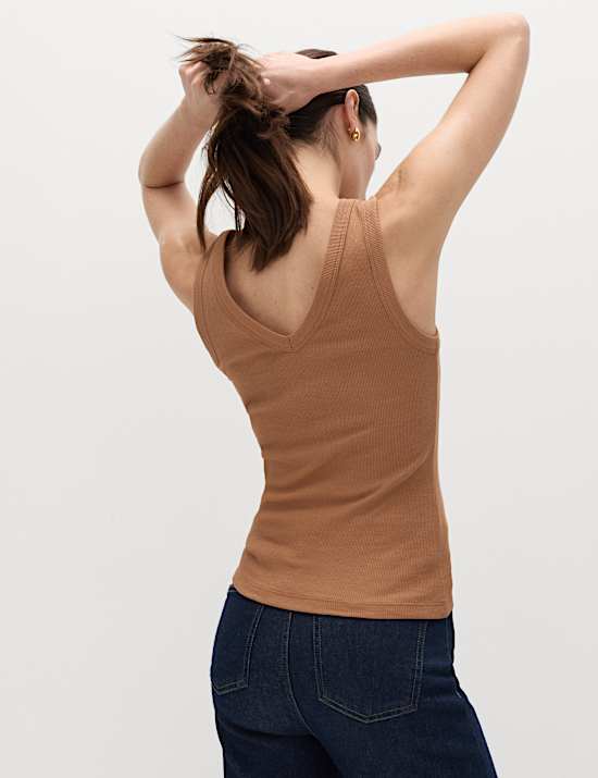 Cotton Rich Ribbed V-Neck Vest