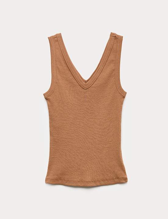 Cotton Rich Ribbed V-Neck Vest
