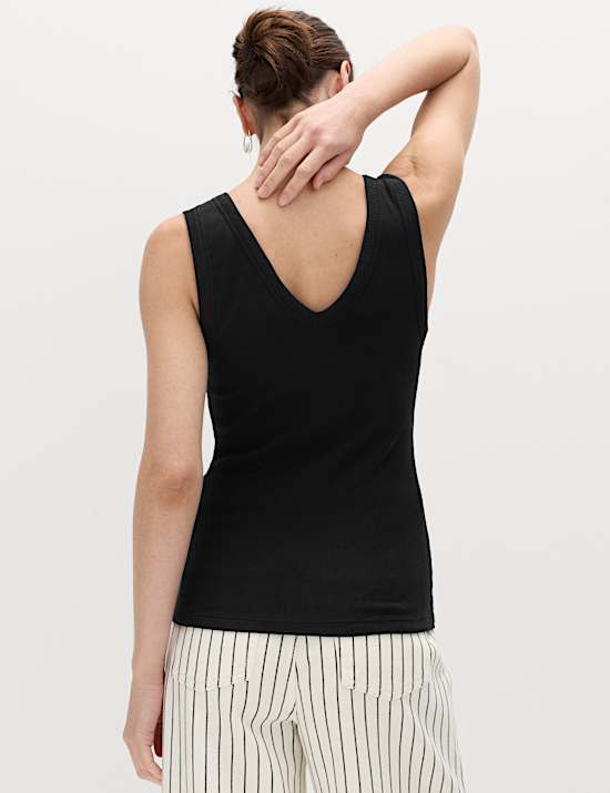 Cotton Rich Ribbed V-Neck Vest