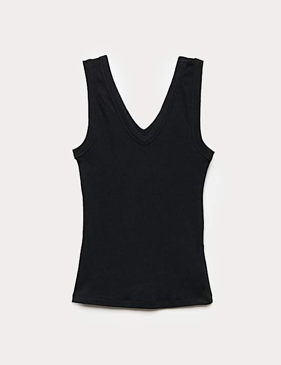 Cotton Rich Ribbed V-Neck Vest