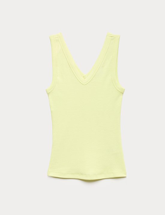 Cotton Rich Ribbed V-Neck Vest