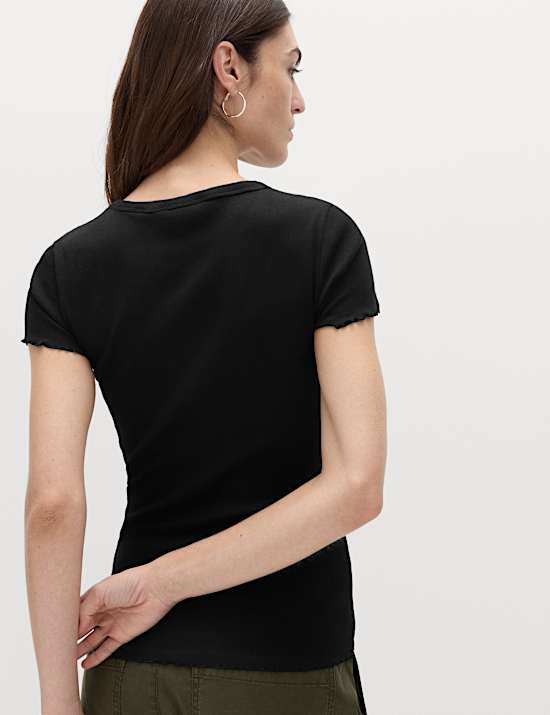 Cotton Rich Ribbed Lettuce Edge T-Shirt