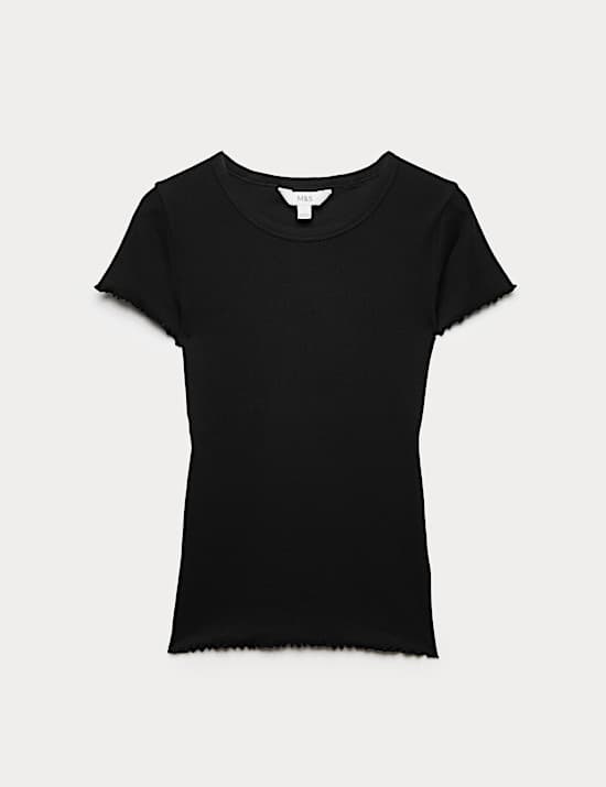 Cotton Rich Ribbed Lettuce Edge T-Shirt