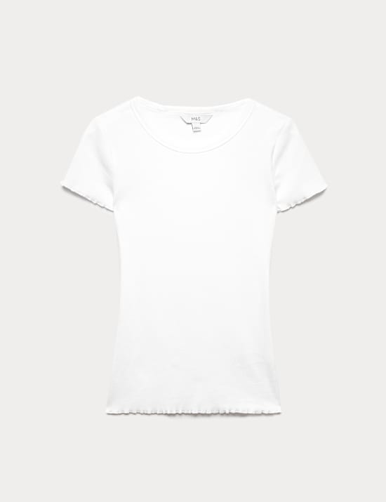 Cotton Rich Ribbed Lettuce Edge T-Shirt