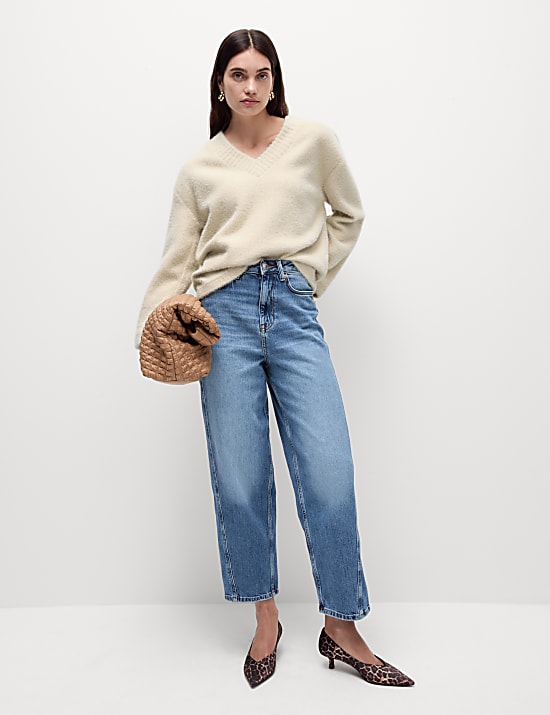 Oversized Cosy Textured V-Neck Sweat-shirt